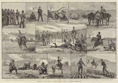 Incidenten van de vrijwilligersrecensie van vorig jaar, uit een vrijwilligersschetsboek door William Barnes Wollen